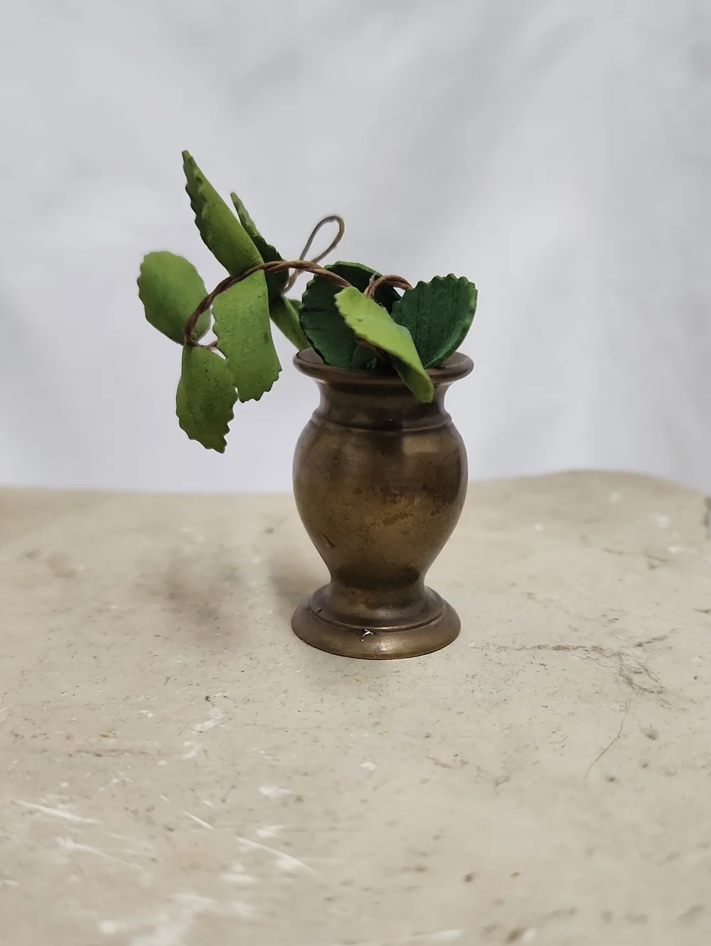 Vintage Mini Tarnished Brass Vase Vessel